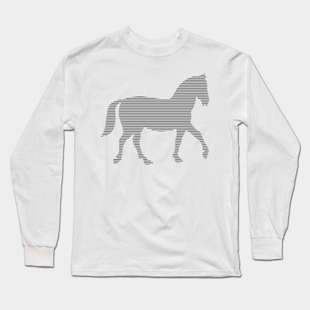 Horse - strips - gray and white. Long Sleeve T-Shirt by kerens